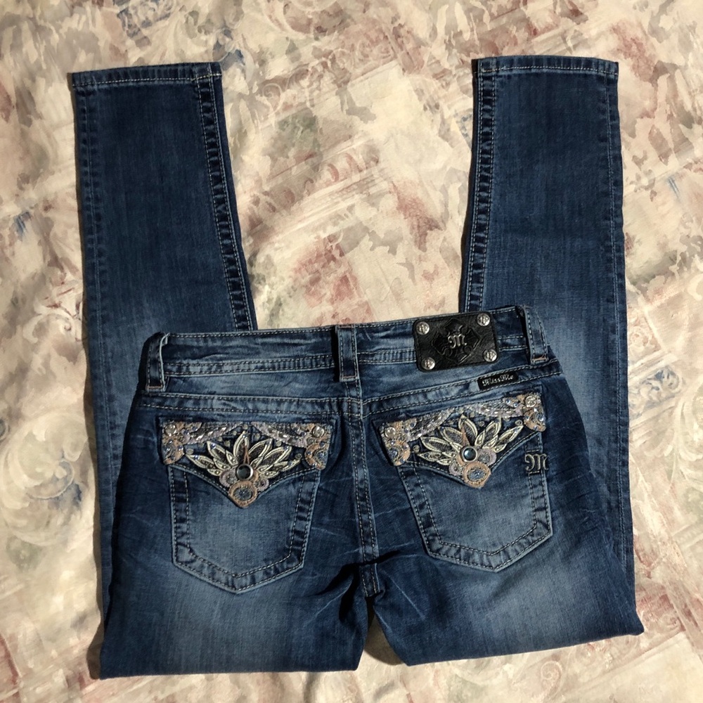 Miss Me Signature Women's Embellished Blue Ankle Skinny Jeans - Picture 2 of 8